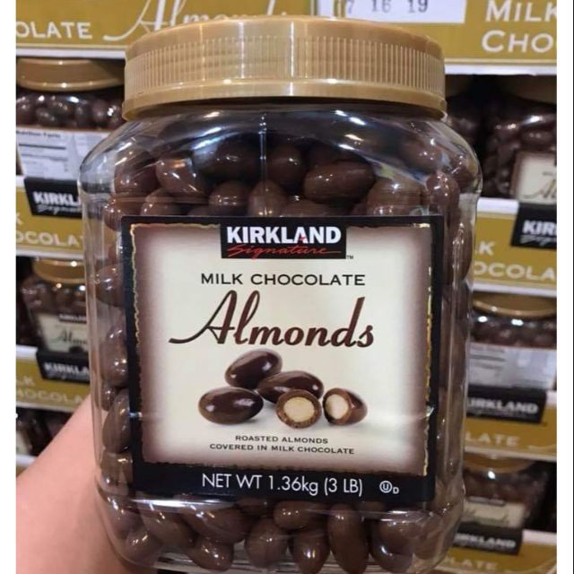 ของแท้จาก USA *Kirkland Signature Milk Chocolate Almonds 3 Llbs Jar
