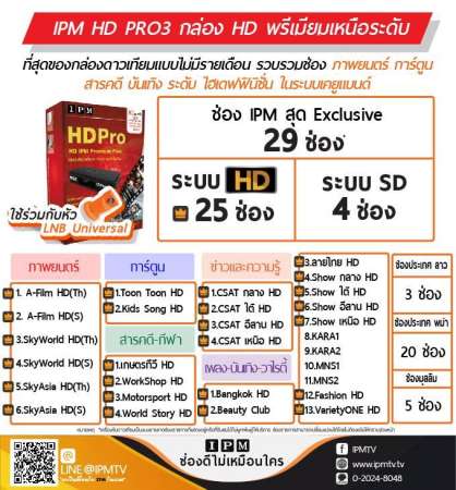 IPM HD Pro 3 กล่องรับสัญญาณดาวเทียม Premium Plus