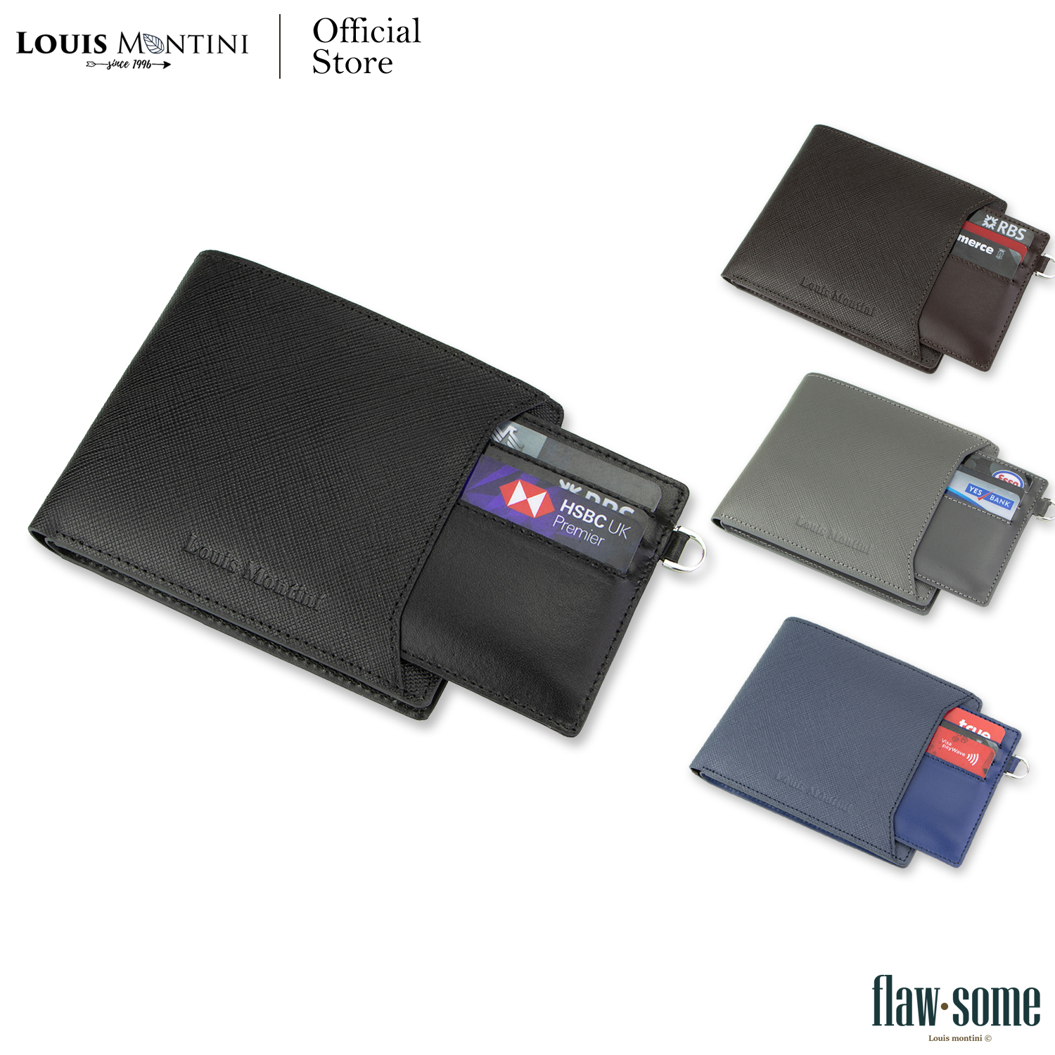 Louis Montini กระเป๋าสตางค์หนังแท้ กระเป๋าผู้ชาย หนังวัวแท้ 100% ทั้งใบ กระเป๋าตังผู้ชาย TTM110