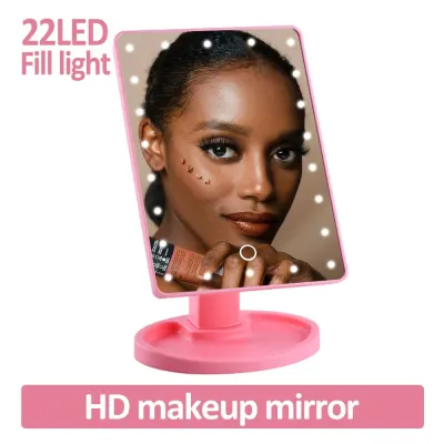 Espelho De Maquiagem Com Luz Led, Espelho Ajustável De Mesa Para Penteadeira Com Regulador De Toque, Rotação Em 180 Graus, Ferramenta De Beleza, Espelho De Maquiagem (1)