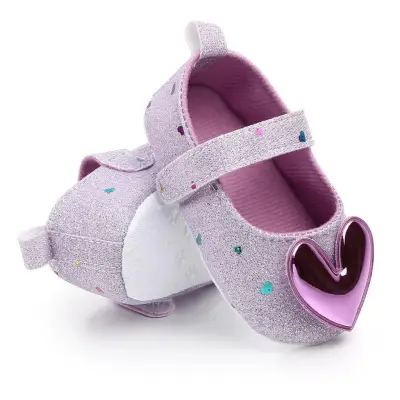 ALV Infant Girls Indoor Soft-Soled Heart-Shaped Princess Shoes Baby Walking Shoes