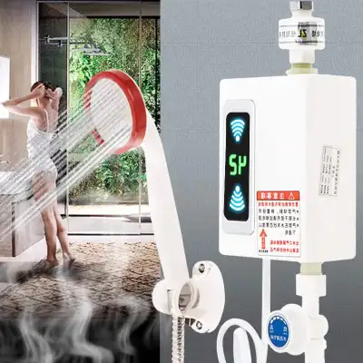 Instant Electric Water Heater เครื่องทำน้ำอุ่นกำลังสูง 3500W เครื่องทำน้ำอุ่น,ไม่มีแก๊สโพรเพนเหลวหม้อต้มน้ำในบ้านห้องอาบน้ำฝักบัว เครื่องทำน้ำอุ่นทันทีไม่ต้องรอโหมดอุณหภูมิคงที่เชื่อมต่อกับห้องน้ำ