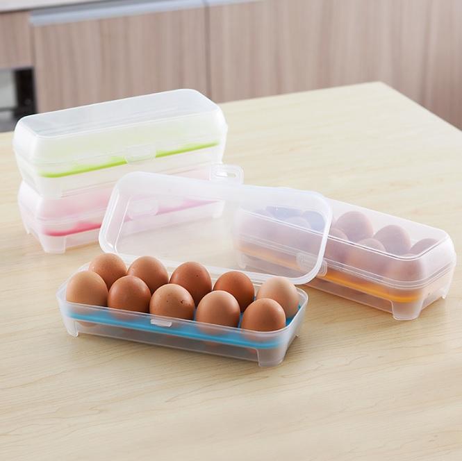 HOMEBERG กล่องใส่ไข่ ที่ใส่ไข่ กล่องพลาสติก มีหลุม สำหรับใส่ไข่แช่ในตู้เย็น แบบ 10 ฟอง สองสี