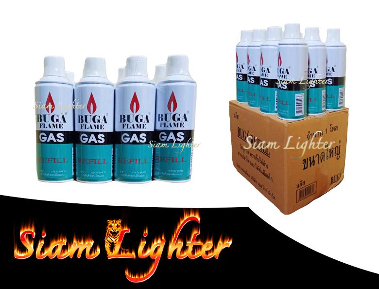 แก๊สกระป๋องBuga Flameเติมไฟแช็ค ขนาด 375 ml 1 กล่อง 12 กระป๋อง