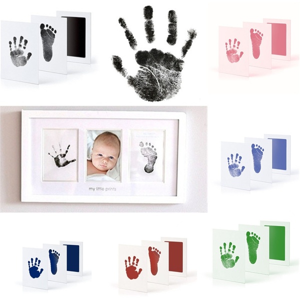 ชุดงานฝีมือ แผ่นพิมพ์หมึก มือเท้าเด็กๆ ที่สนุกสำหรับลูกน้อยมือและรอยพระพุทธบาท   Fun DIY Keepsake Craft Kit for Baby Childs Handprint and Footprint  สีวัสดุ Black