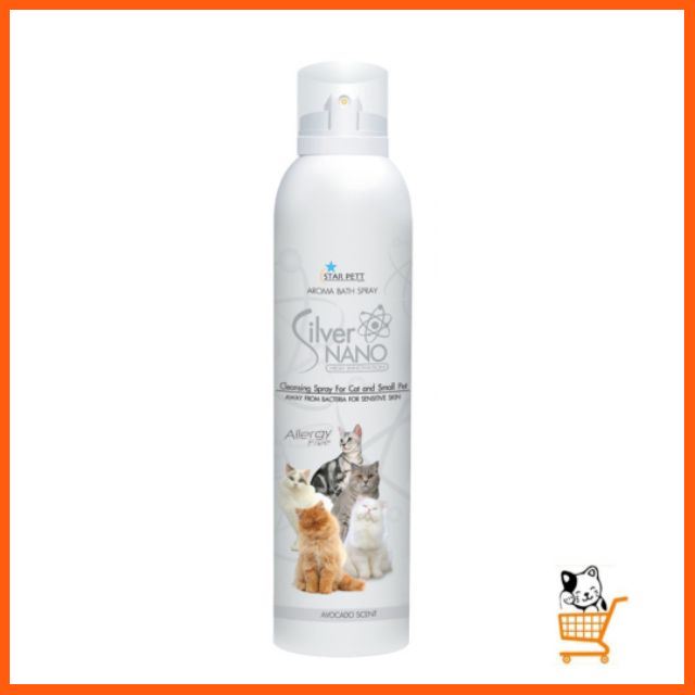 SALE Star Pett Silver Nano โฟมอาบน้ำแห้ง สำหรับแมว สุนัข และสัตว์เลี้ยงทุกสายพันธุ์ 200 ml สัตว์เลี้ยง แมว ทรายแมวและห้องน้ำ