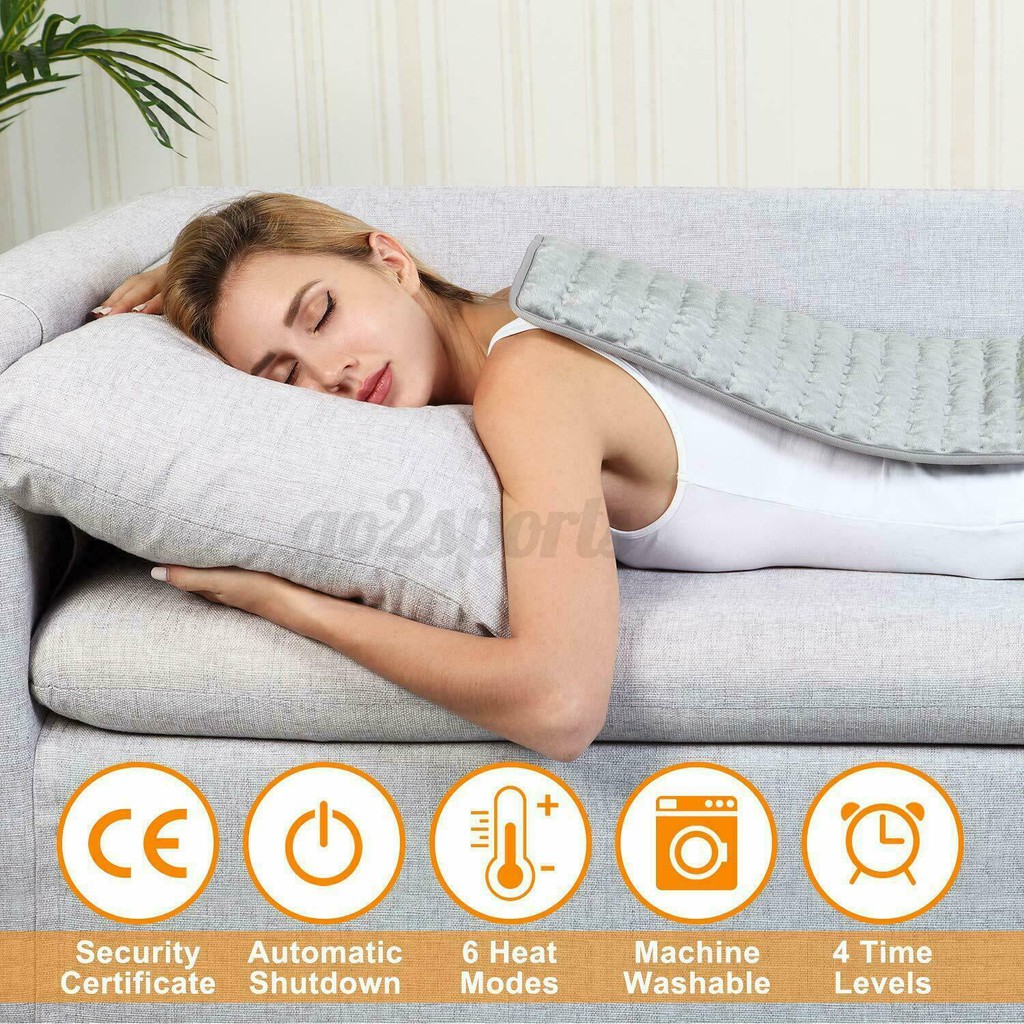Electric Heating Pad 6Level Fast Moist/Dry Neck Shoulder Back Pain