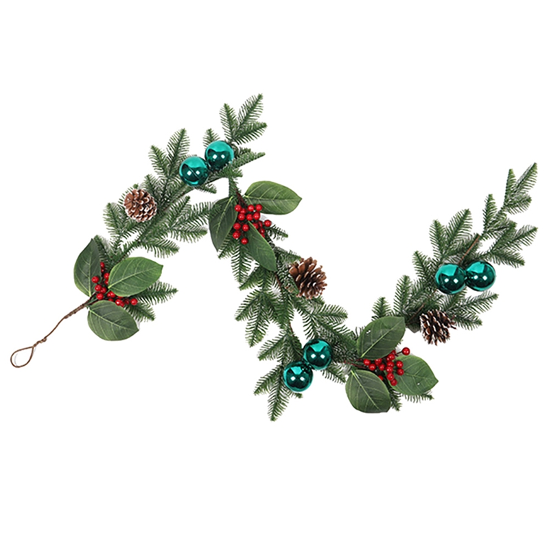 Berry Garland Artificial Flower Leaves Red Berry Blue Ball Front Door Wall Garland Decoration for Xmas Wedding Party