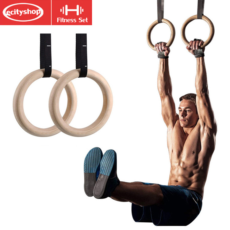 ยิมนาสติกแหวนโ Home Gym Rings Birch Wood Gymnastic Rings Exercise
