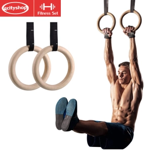 ภาพหน้าปกสินค้ายิมนาสติกแหวนโ Home Gym Rings Birch Wood Gymnastic Rings Exercise Strength Training Rings with Adjle Bs Straps Cross Fitness ที่เกี่ยวข้อง