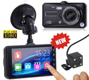 กล้องสำหรับติดรถยนต์ A6T Dual Lens 4-inch ภาพคมชัดระดับ 1080P Full HD พร้อมระบบ Touch Screen Vehicle BlackBox DVR with Night Visual DVR A6T