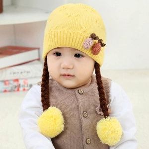 ภาพหน้าปกสินค้าCute เด็กเด็กเล็กเด็กหญิงทารกฤดูหนาวโครเชต์ถักหมวกถัก Hairball หมวก1111 ที่เกี่ยวข้อง