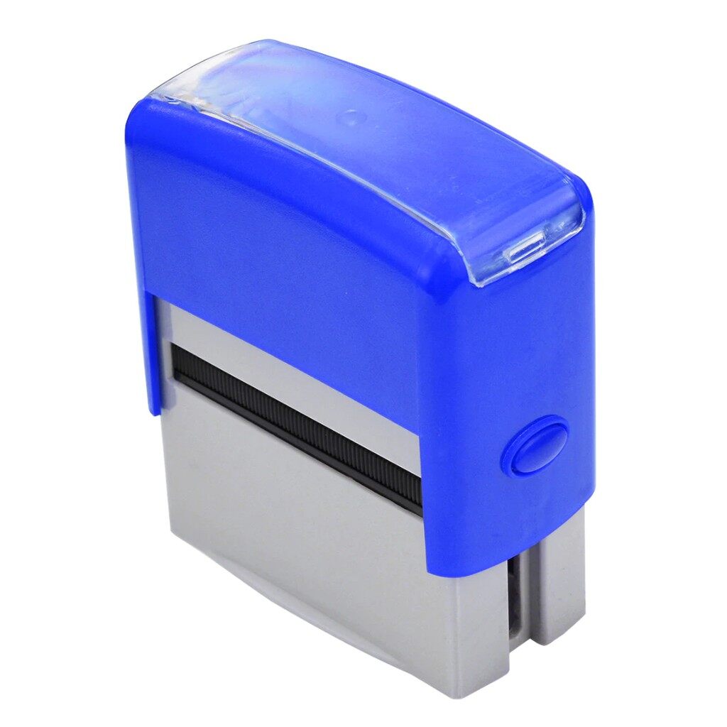 ตรายาง หมึกในตัว สั่งทำ ตรายางหมึกในตัว ตรายางสั่งทำ สีน้ำเงิน ขนาด 38x14มม.กัดยางฟรี Self Inking Stamp (Blue)