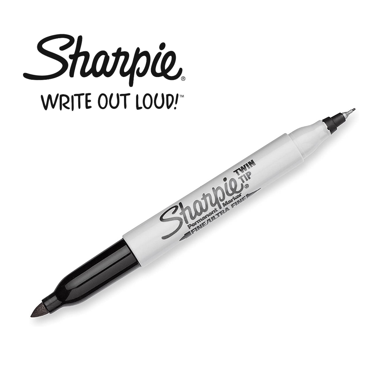 Sharpie Twin Tip ปากกาเคมี ปากกา Permenent ชาร์ปี้ 2 หัว  0.3mm & 1.0mm - สีดำ