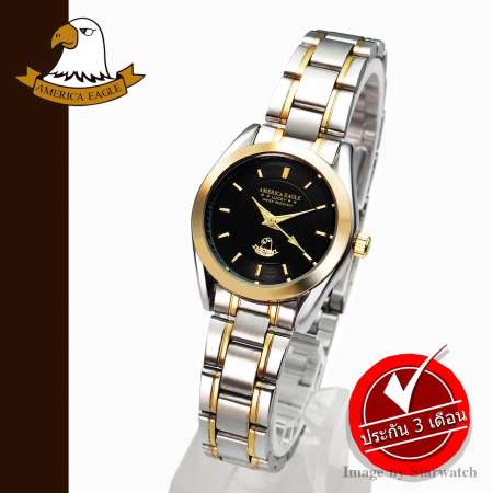 AMERICA EAGLE นาฬิกาข้อมือผู้หญิง สายสแตนเลส รุ่น AE024L - SilverGold/Black AMERICA EAGLE นาฬิกาข้อมือผู้หญิง สายสแตนเลส รุ่น AE024L - SilverGold/Black