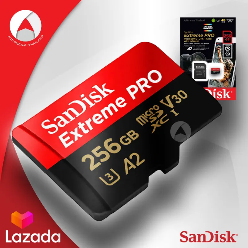 ภาพสินค้าSanDisk Extreme Pro Micro SD Card SDHC 32GB SDXC 64GB 128GB 256GB 512 GB 1TB Speed R/W 200/140MB/s (SDSQXCD) เมมโมรี่ การ์ด Gopro8 Gopro9 Drone จากร้าน Actioncam Thailand บน Lazada ภาพที่ 7