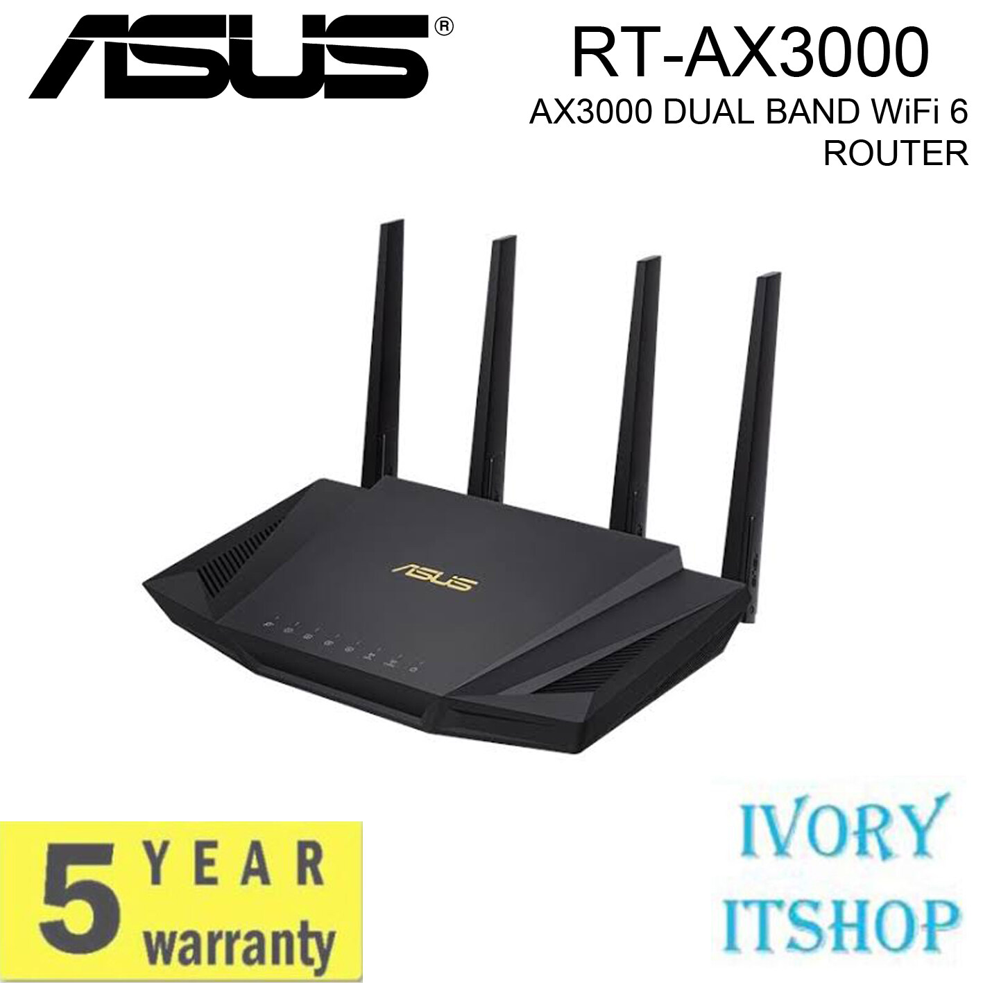 Asus Rt-Ax3000 Ax3000 Dual Band Wifi 6 Router. 