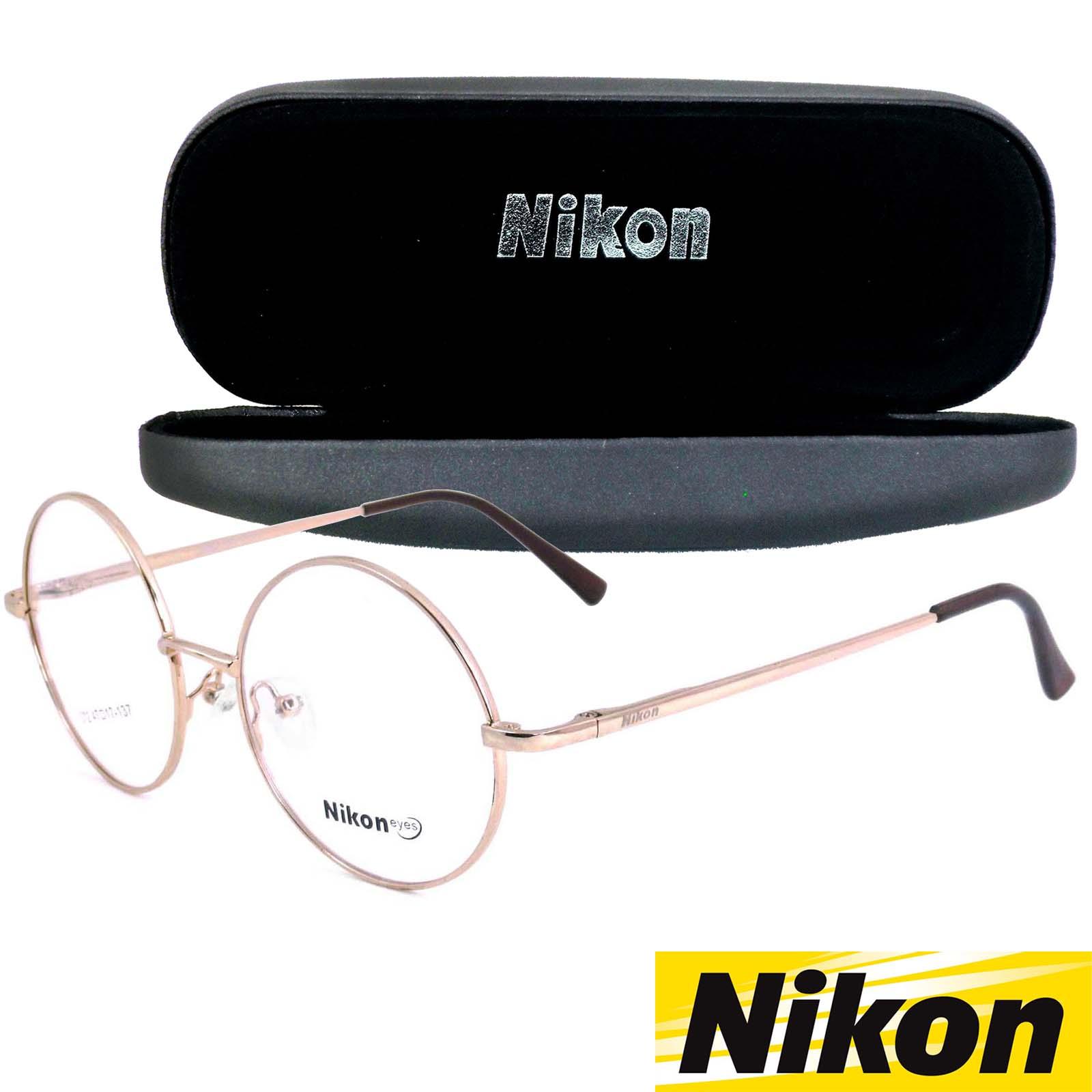 Nikon แว่นตารุ่น 072 สีทอง กรอบเต็ม Round ทรงกลม ขาสปริง วัสดุ สแตนเลส สตีล (สำหรับตัดเลนส์) สวมใส่สบาย น้ำหนักเบา มีความแข็งแรงทนทาน Full frame Eyeglass Spring leg Stainless Steel material Eyewear Top Glasses ทางร้านเรามีบริการรับตัดเลนส์