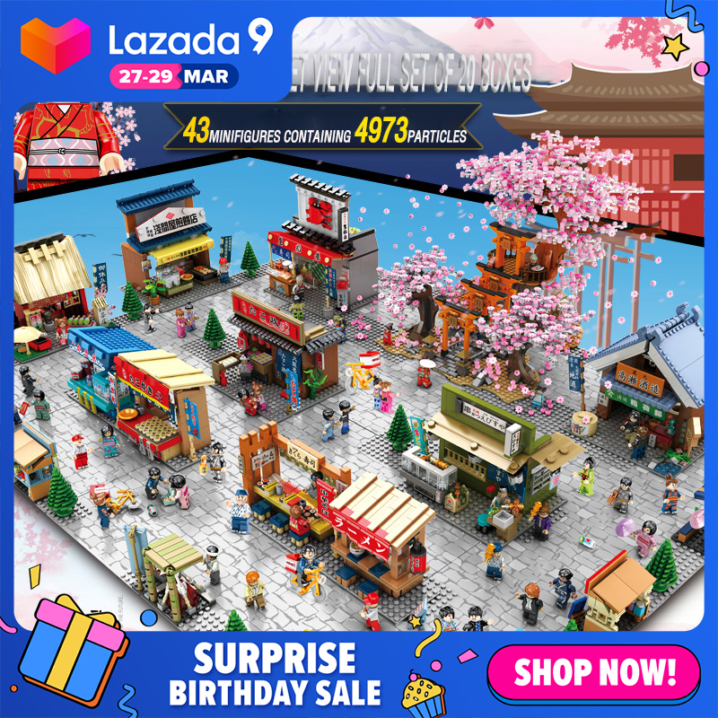 ตัวต่อ เลโก้เทศกาลดอกซากุระ ญี่ปุ่น Sembo Block  ของเล่นเด็กโต NavyToys ร้าน ของเล่น มุมมองถนน บ้าน ของเล่น ของเล่น ญี่ปุ่น Building blocks sets ของเล่นก่อสร้างA