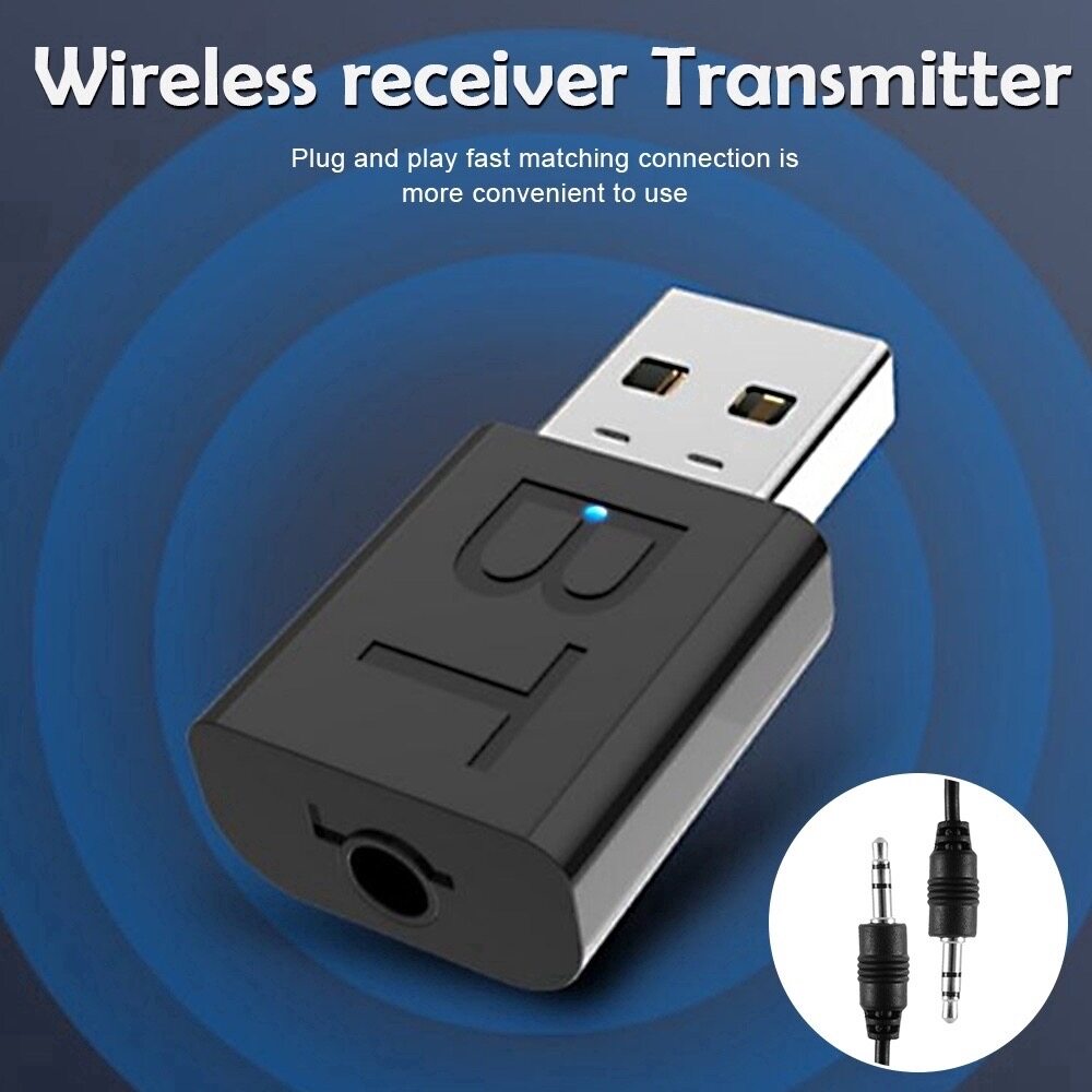 อุปกรณ์รับ/ส่งบลูทูธT10 TX/RX Bluetooth Adapter 5.0 เครื่องรับ/ส่งสัญญาณบูลทูธ สัญญาณเสียงไร้สายสเตอริโอ แจ็ค3.5 มม. AUX Audio Receptor USB Mini USB Bluetooth Adapter