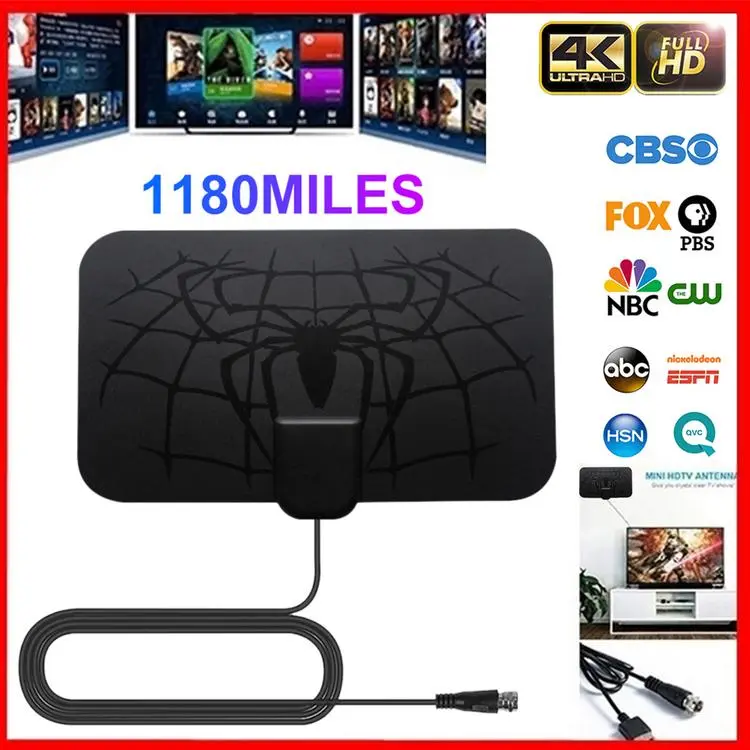 Universal 1180 Miles 4K ทีวี HD ดิจิตัลเสาอากาศกลางแจ้งในร่มที่มีตัวขยายสัญญาณทีวีรัศมี Surf เสาอากาศ HD Aerial