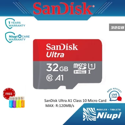 Sandisk Ultra เมมโมรี่การ์ดของแท้ Micro SDHC UHS-I 32GB ความเร็วอ่านสูงสุด 120 MB/s U1 A1 (SDSQUA4-032G-GN6MN)