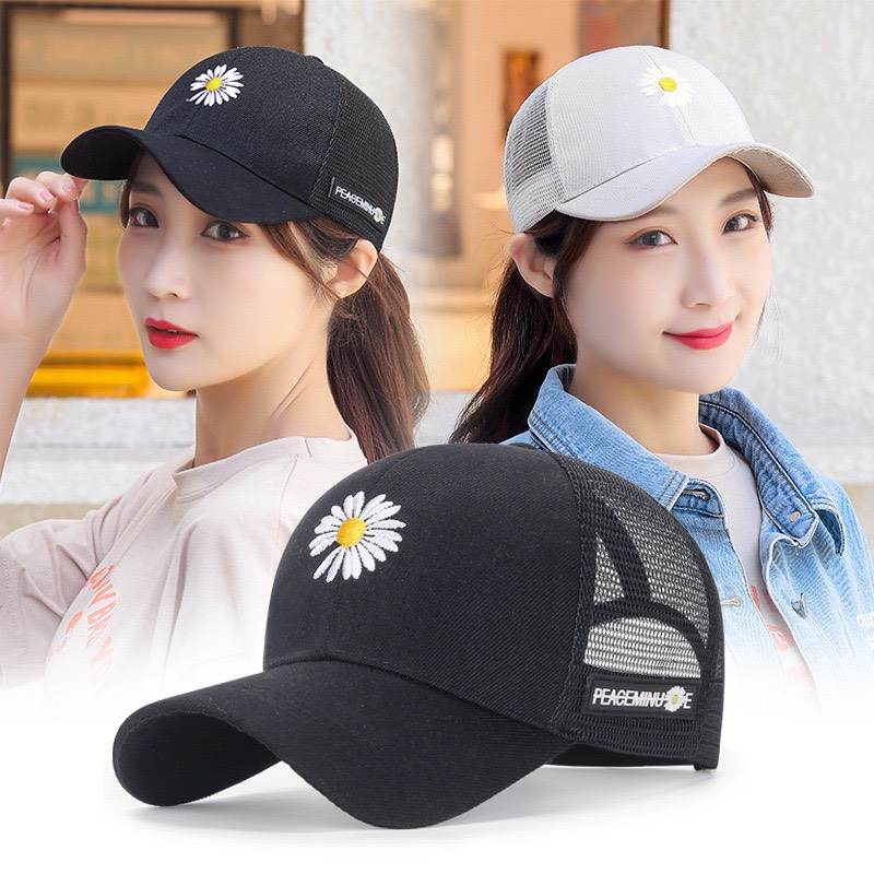 หมวกเบสบอลแฟชั่น ดอกเดซี่ขนาดเล็ก สไตล์เกาหลี สำหรับผู้ชายผู้หญิงCAP091