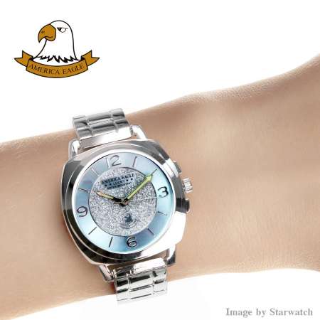 AMERICA EAGLE นาฬิกาข้อมือผู้หญิง สายสแตนเลส รุ่น AE003L - Silver/ฺBlue sky