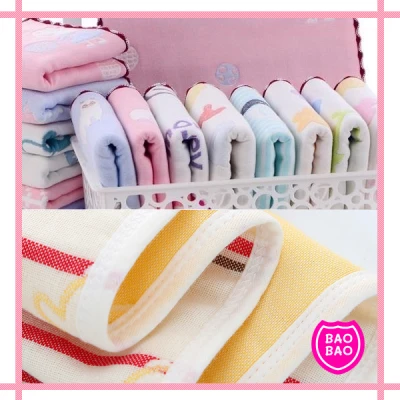 BAOBAOBABYSHOP - Baby Towel 25*50 cm 6 Layers Cotton Children's Towels Soft Cartoon Towel Baby Bath Towel Newborn Baby Face Shower Handkerchef