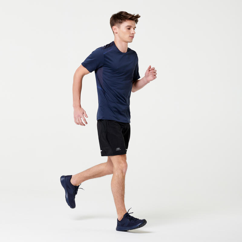 เสื้อยืดผู้ชายสำหรับใส่วิ่งรุ่น RUN DRY+ (สีน้ำเงินเข้ม)รองเท้าและเสื้อผ้าสำหรับผู้ชาย