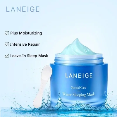 (Ready) พอกหน้า LANEIGE Water Sleeping Mask 70ML ชุ่มชื้นอย่างเต็มที่หน้ากากปิดตา ของแท้ 100%