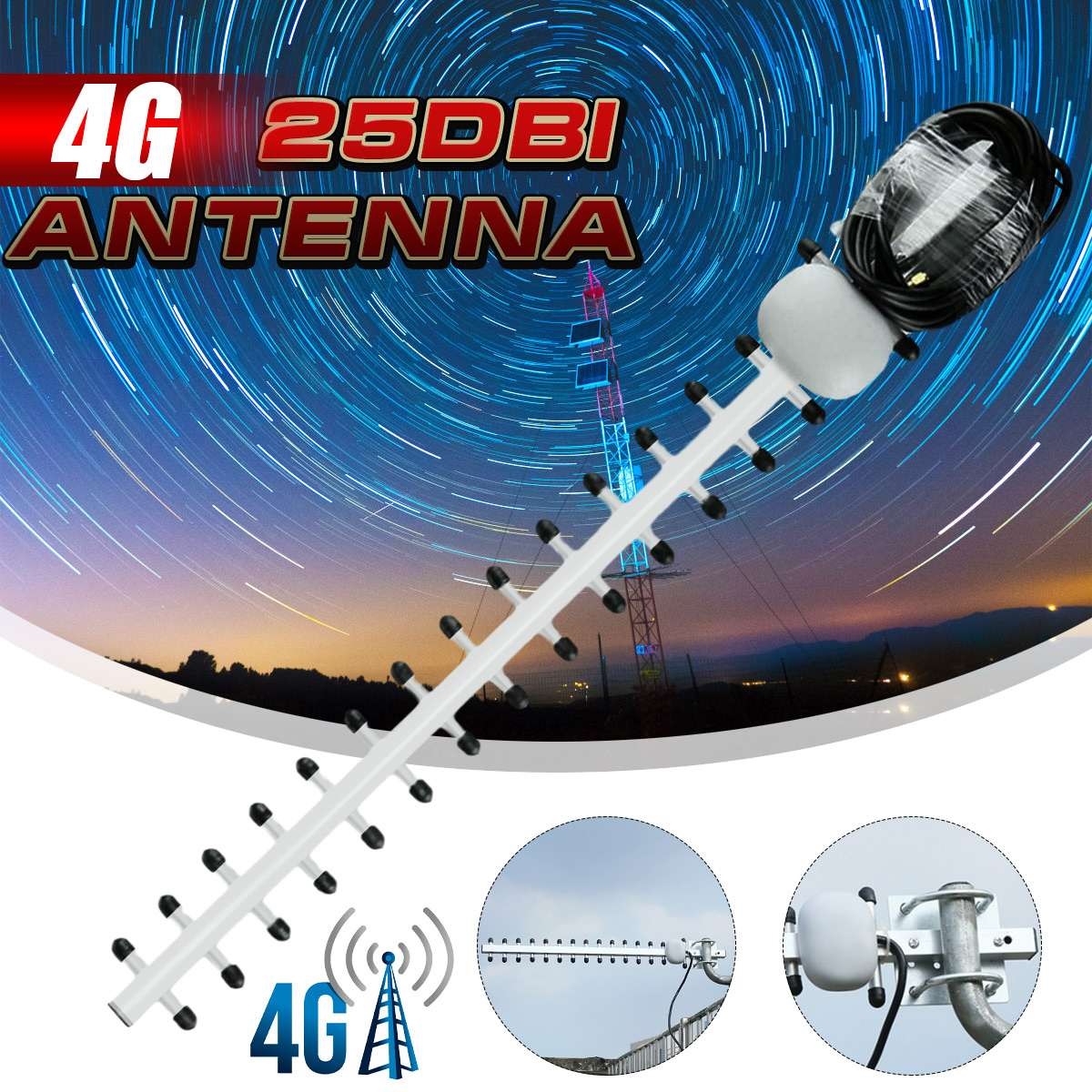 เสาอากาศ 4G LTE 25dBi SMA Yagi Antennna High Gain Signal Booter Amplifier