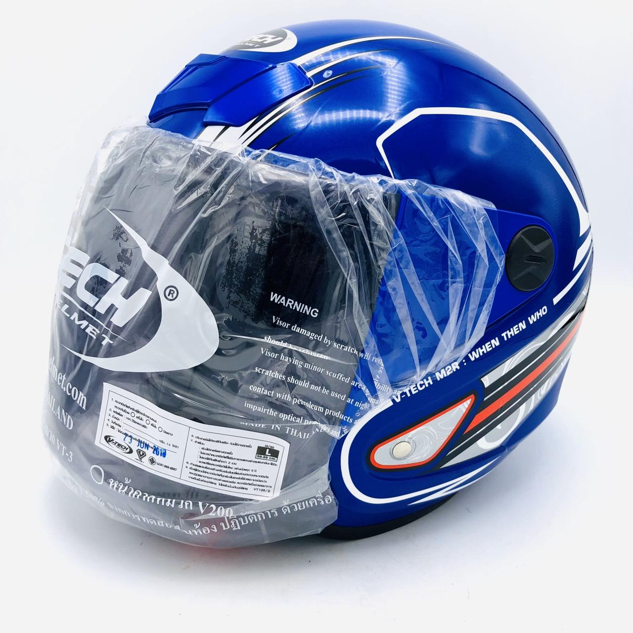 หมวกกันน็อก VTECH รุ่น M2R สีน้ำเงิน แว่นสีฟิล์ม หมวกกันน็อก VTECH รุ่น M2R สีน้ำเงิน แว่นสีฟิล์ม