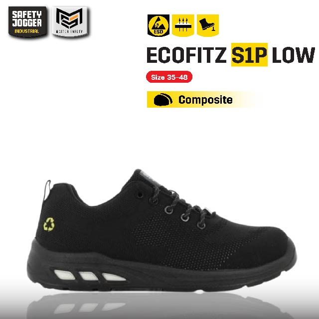[ พร้อมส่ง ] Safety Jogger รุ่น ECOFITZ S1P LOW รองเท้าเซฟตี้หุ้มข้อ หัวเหล็ก ทำจากวัสดุรีไซเคิล