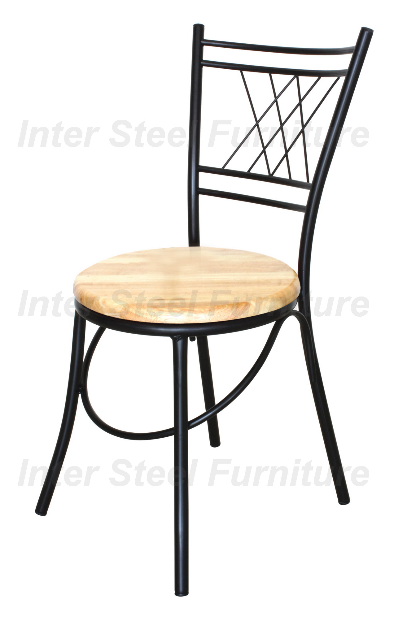 Inter Steel CH111BKPW เก้าอี้เหล็ก เก้าอี้นั่งทานข้าว เก้าอี้กินข้าว รุ่น CH111 โครงสีดำ-ที่นั่งไม้ยางพารา Diner chair steel chair