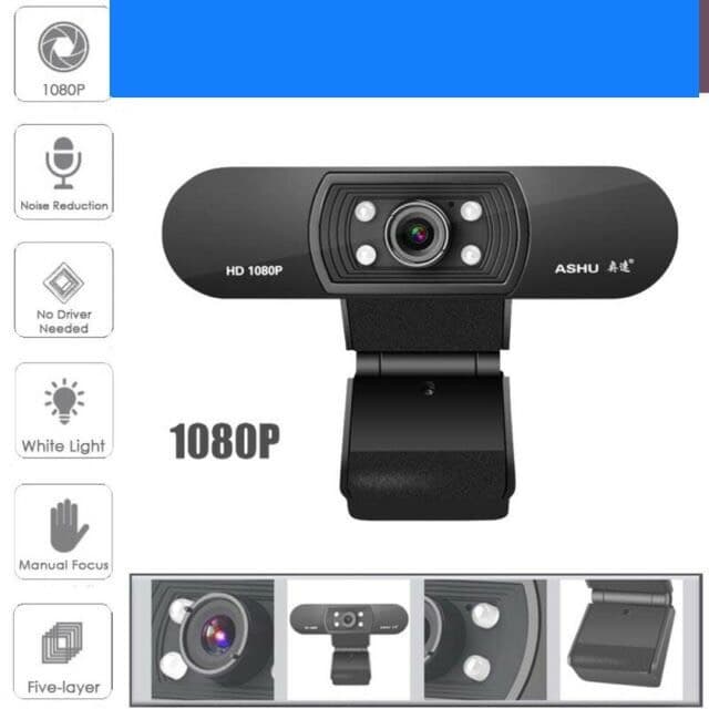 Webcam เว็บแคม 1080P HD Web Camera พร้อมไมโครโฟนในตัว HD USB Plug In Web CAM Widescreen Video