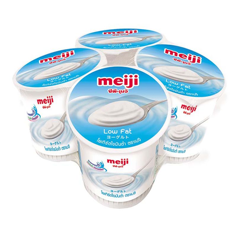 เมจิ โยเกิร์ตไขมันต่ำ รสธรรมชาติ 90 กรัม x 4 ถ้วย/Meiji Natural Low Fat Yoghurt 90g x 4 Cups