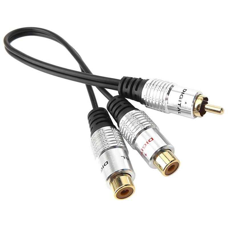 Metal Rca Female To Dual 2 Rca Male Gold Plated Adapter Stereo Splitter Y Audio Cablerca F 2 8177