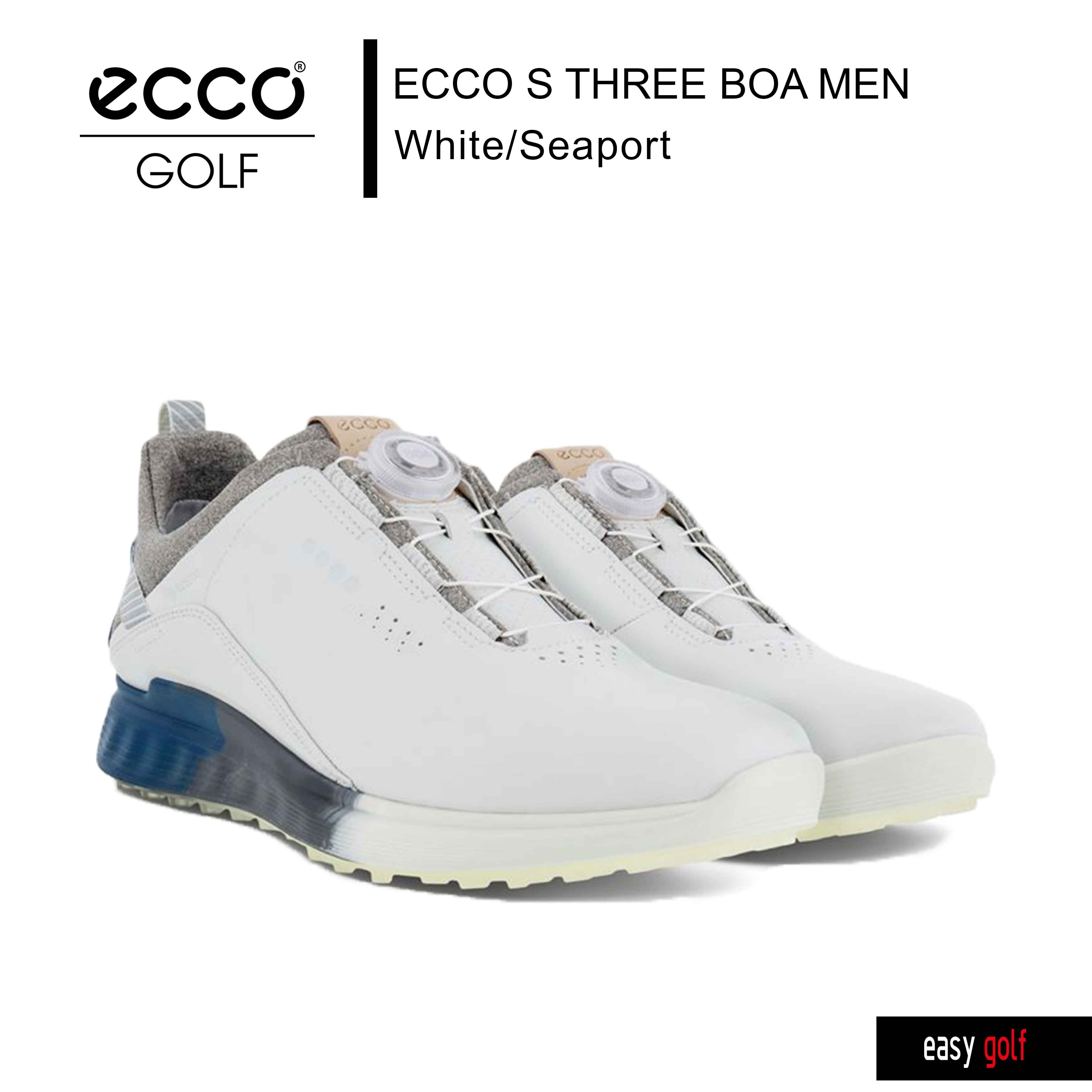 ECCO GOLF รองเท้ากอล์ฟผู้ชาย รองเท้ากีฬาชาย Golf Shoes รุ่น ECCO  S THREE BOA MEN สีขาว (White/Seaport)