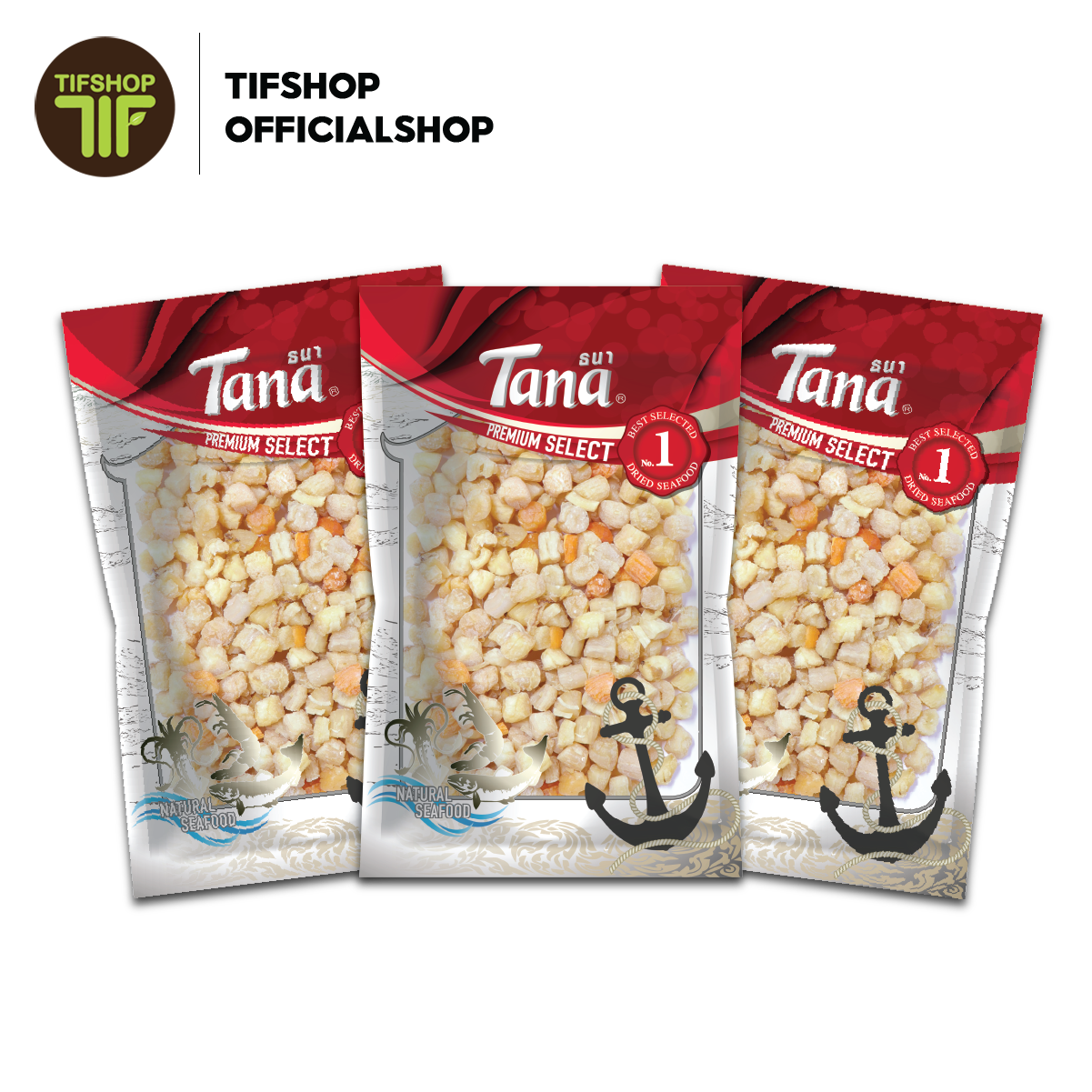 [แพ็คสุดคุ้ม 3 ซอง] Tana ธนา พรีเมี่ยม หอยเซลล์แห้ง 130 กรัม DRIED