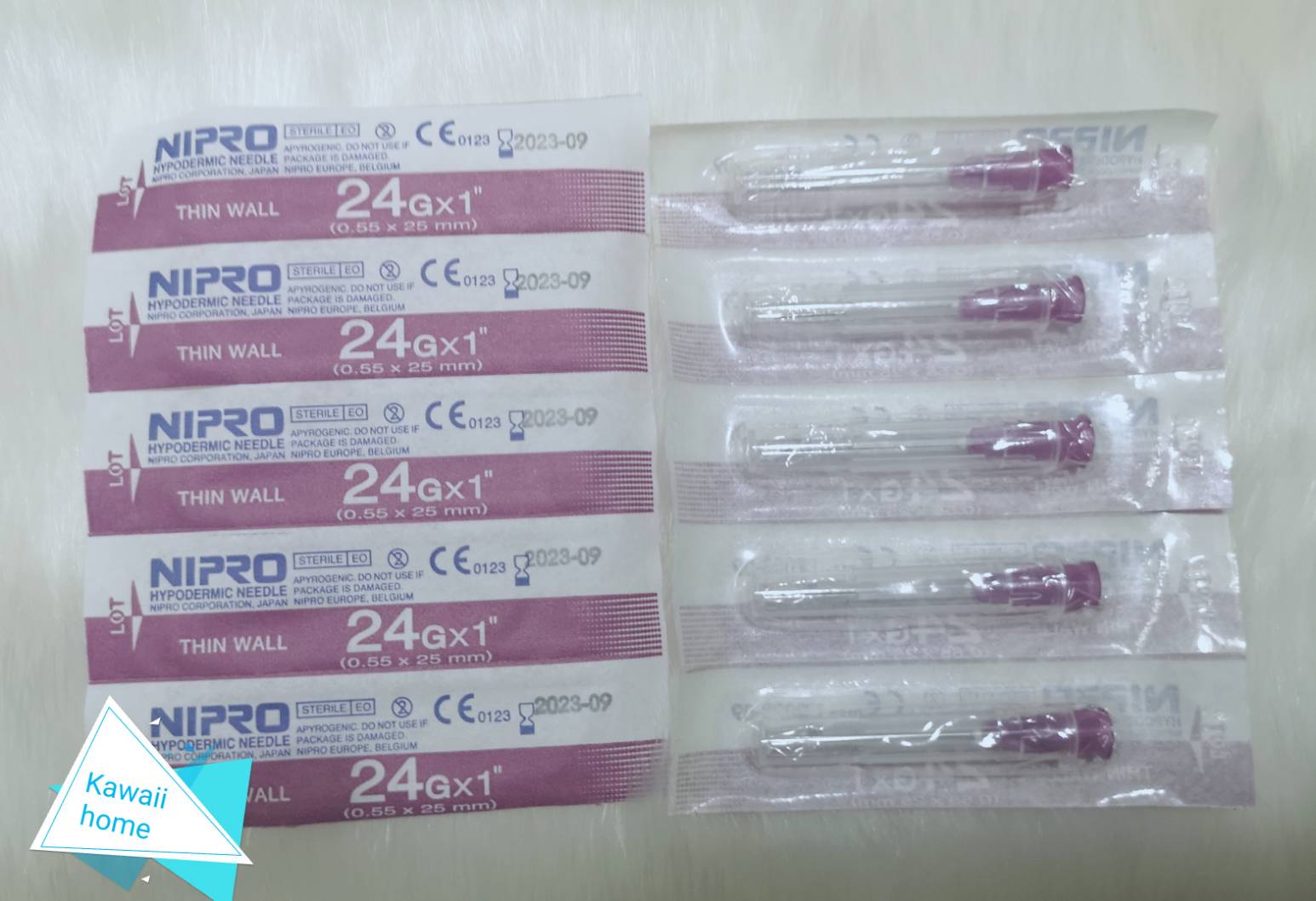 (I15) เข็มฉีดยา ขนาด 24 (0.55 x 25 mm_สีชมพูเข้ม) สำหรับฉีดยา วัคซีน สัตว์เลี้ยง (จำนวน 10 ชิ้น)