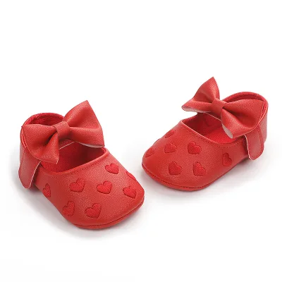 Bear Leader Baby PU Leather Baby Boy Girl Baby Shoes Bow Soft Soled Non-slip Footwear Crib Shoes Newborn Infant First Walkers