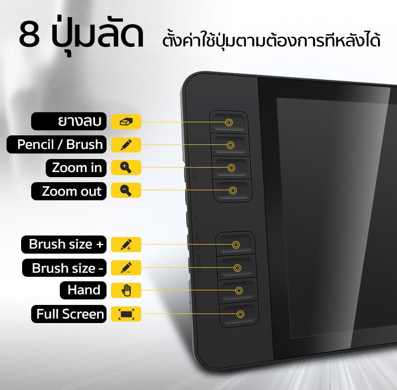 หน้าจอวาดภาพ 11.6 นิ้ว GAOMON GM116HD ปากกาแรงกด 8192 ระดับ ความละเอียด ...