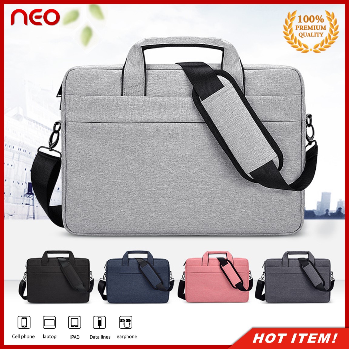 NEO กระเป๋าโน๊ตบุ๊ค กระเป๋าถือพร้อมหูหิ้ว สายสะพาย กระเป๋าMacbook Air Pro  13, 14, 15, 15.6นิ้ว กระเป๋าแล็ปท็อป Large Capacity Briefcase for Macbook Laptop Bag 13 ,14 ,15, 15.6 inch