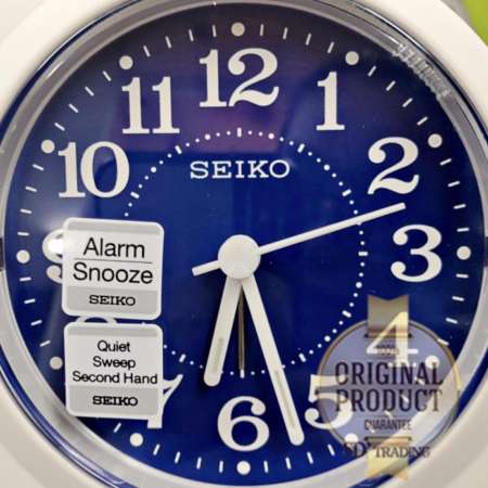 SEIKO นาฬิกาปลุก Alarm Clock (Snooze) QHE179W - สีขาว/หน้าน้ำเงิน