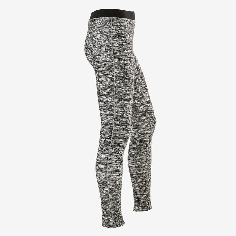 Girls' Breathable Cotton Gym Leggings - Grey, black