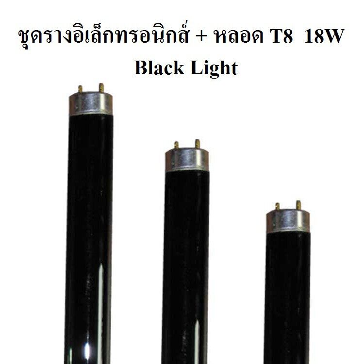 สุดคุ้ม ชุดรางอิเล็กทรอนิกส์ + หลอดไฟแบล็คไลท์  T8 18W Black Light หลอดไฟดักแมลง หลอดไฟล่อแมลง หลอดแบล็คไลท์