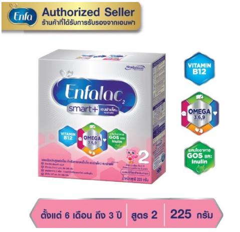 (มีคูปองส่งฟรี) {นมผง} Enfalac เอนฟาแล็ค สมาร์ทพลัส สูตร2 สำหรับทารกเด็กแรกเกิดเด็กเล็ก 225กรัม