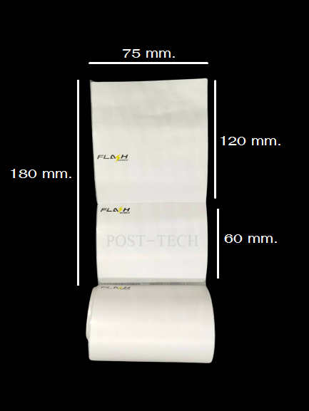 กระดาษลาเบลแบบสติ๊กเกอร์ 2ชั้น มีโลโก้ Flash / Flash Express Label ขนาด 180*75มม. ( ขนาด 120*75มม. /60*75มม ) 30แผ่น/1ม้วน / ไม่รับเปลี่ยนและไม่รับคืนสินค้า