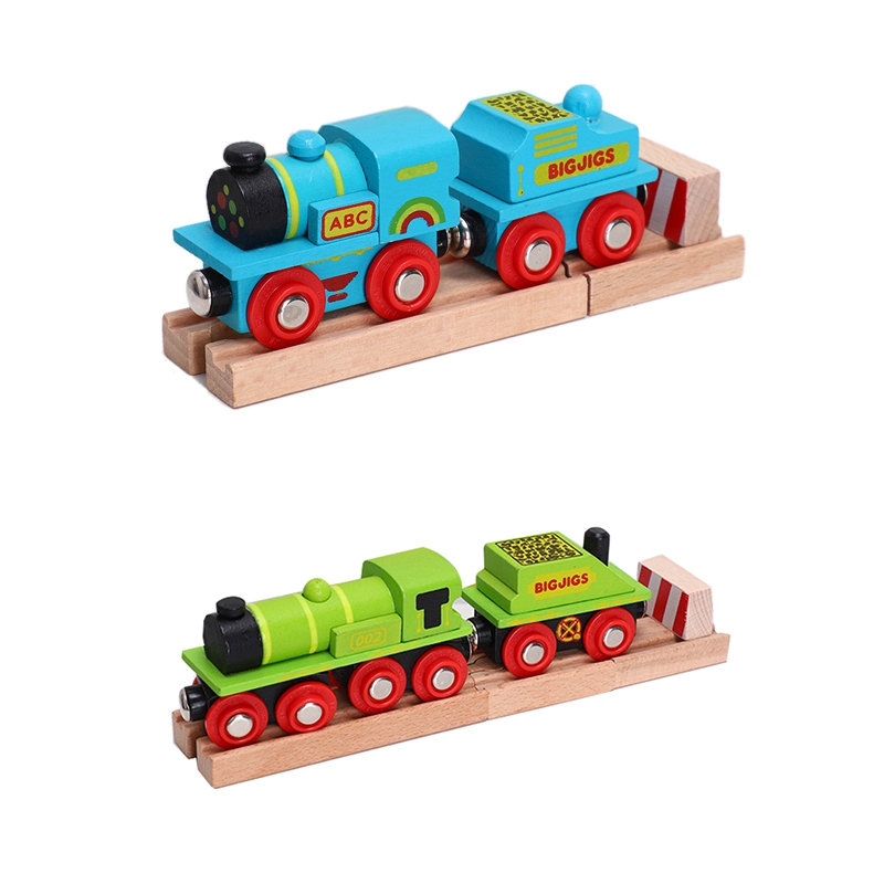 2set Wooden Magnetic Train Track Toy Locomotive Carriage Model for Kids Children Christmas Birthday Gift(B&C)